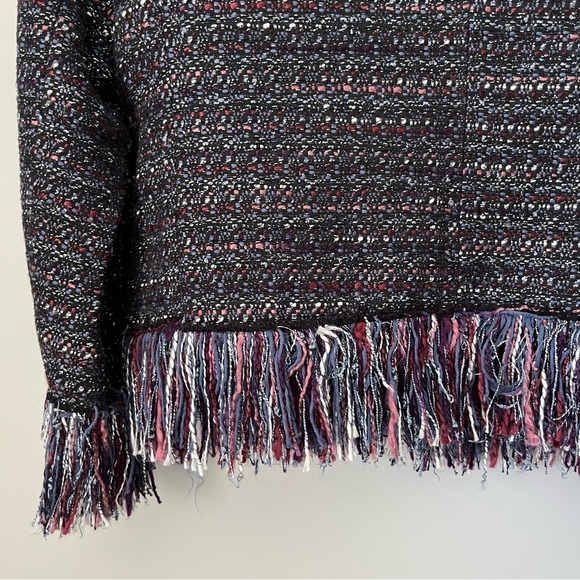 For The Republic Multicolored Rock N Roll Tweed Fringe Hem Blazer Jacket Size 8P - Picture 13 of 15